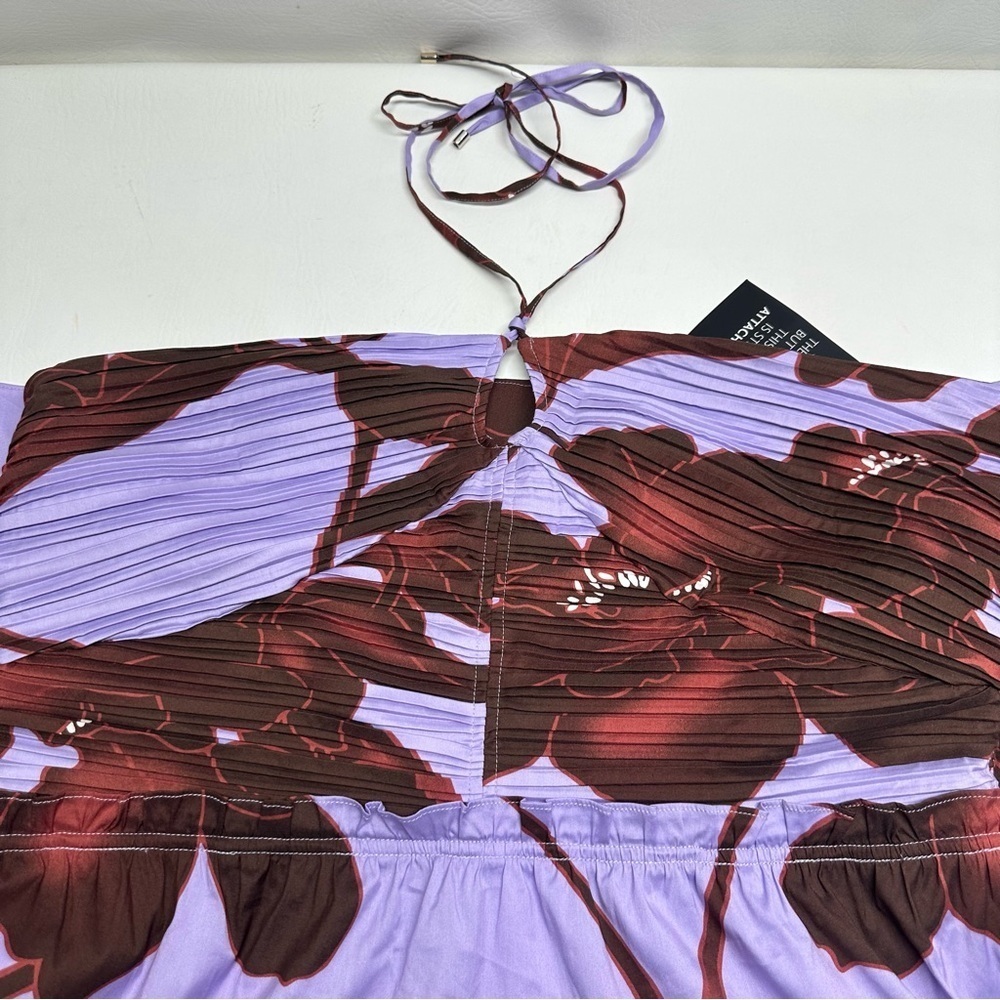 WHBM CAMILLE FIRL Floral Halter Maxi Dress in Purple and brown SZ 18 NWT - Picture 12 of 13